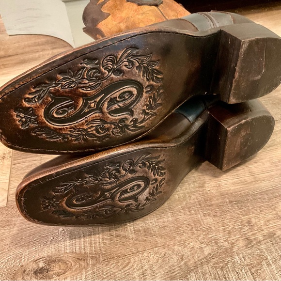SONORA PAISLEY Western Leather Boots - Brown and Tan - Picture 6 of 12